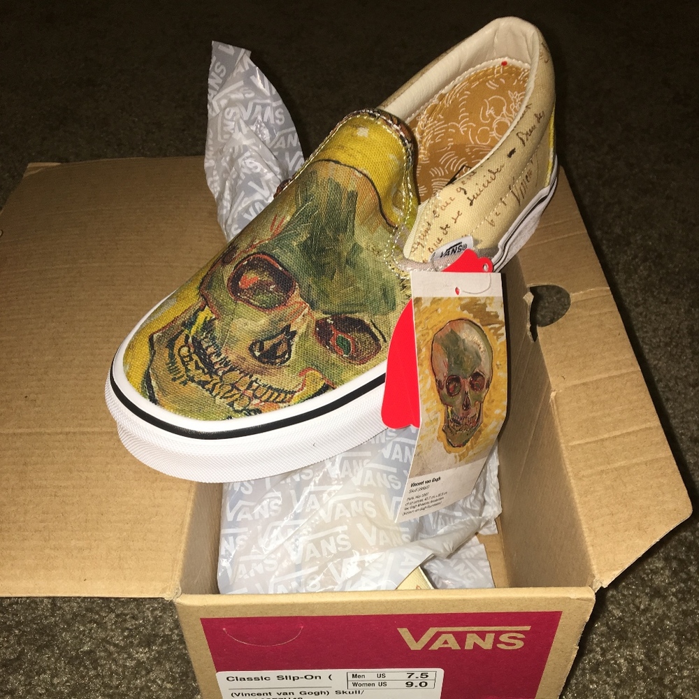NIB Vans Van Gogh Skull Slip-Ons M 7.5 W 9